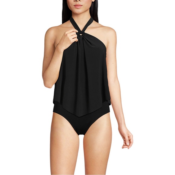 Lands end keyhole halter tankini swimsuit top 10 - Picture 2 of 4